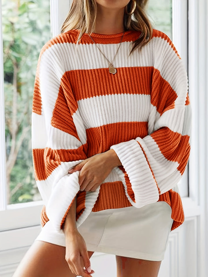 Cecilie™ Stribet Rundhalset Pullover