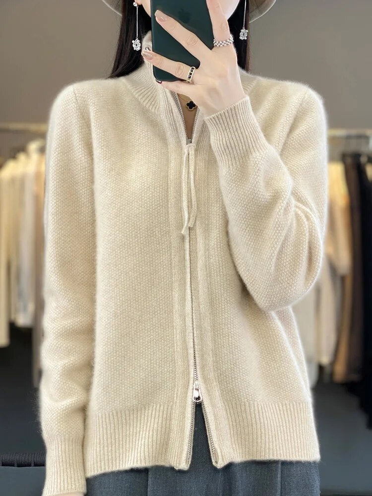 Beate Komfortabel Lynlås Cardigan