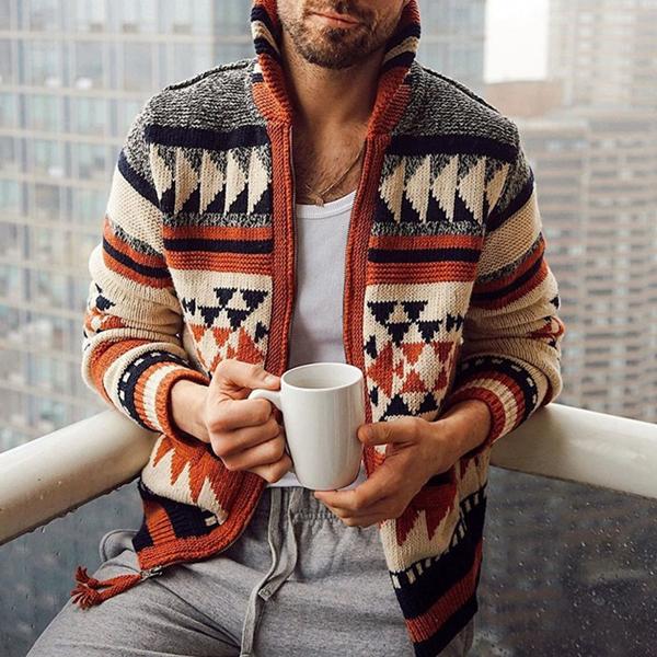 Michael | Stylish Geometric Knit Cardigan
